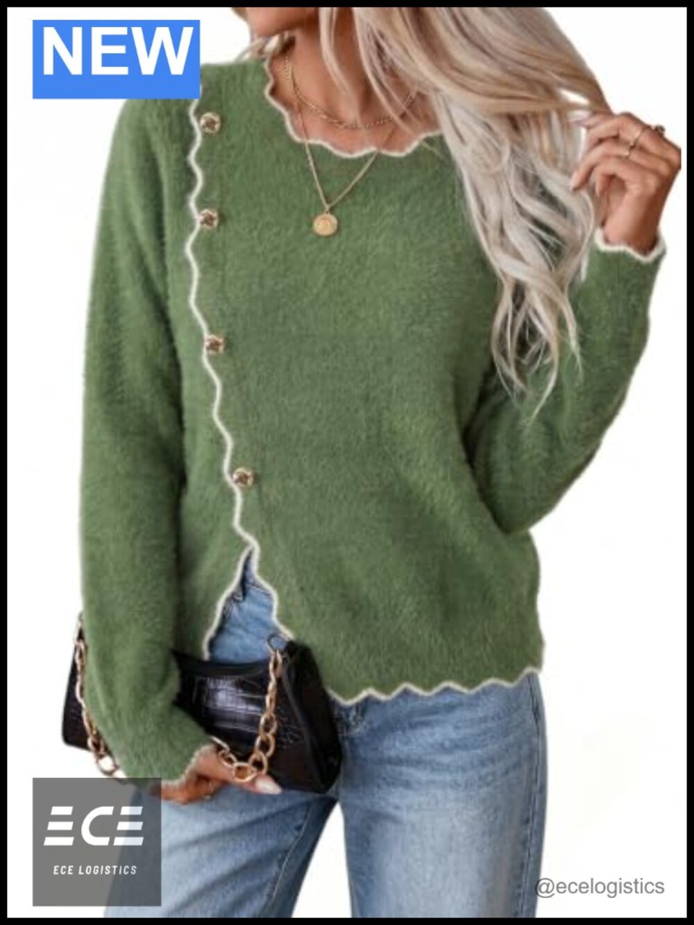 Womens Viscose Nylon Crewneck Pullover Sweater Long Sleeve